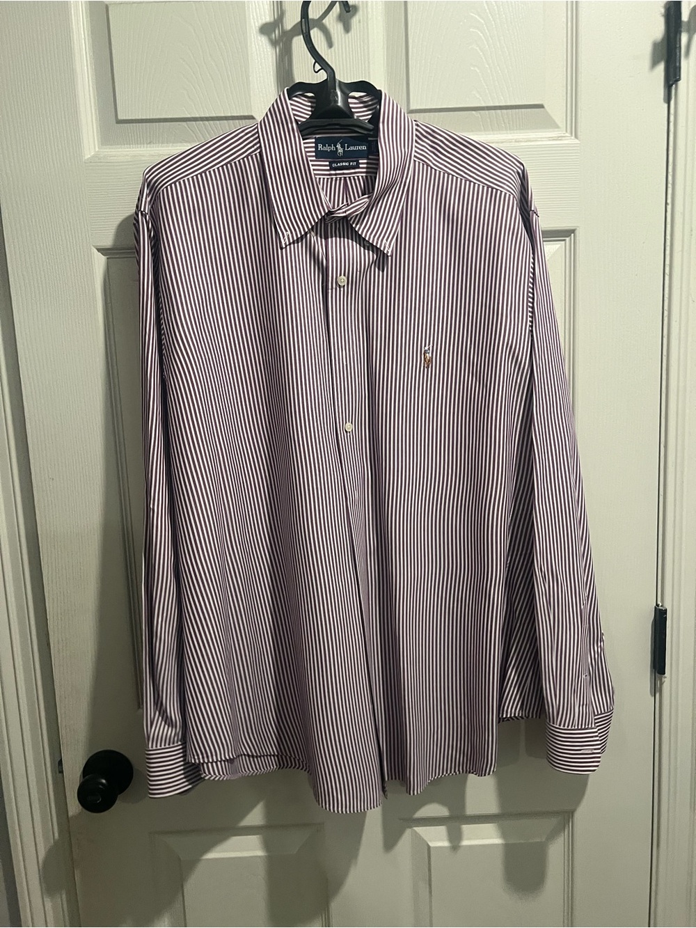 Ralph Lauren White & Purple Striped Dress Shirt